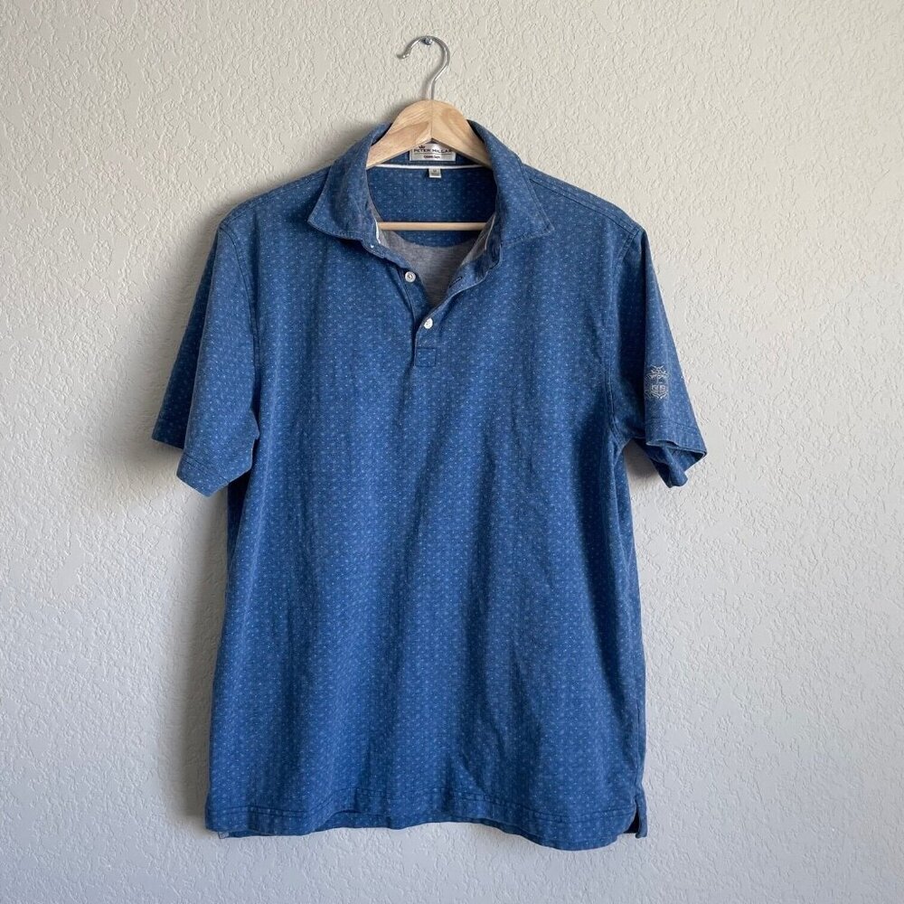 Peter Millar Crown Soft Blue Paisley Men's Polo Size Medium